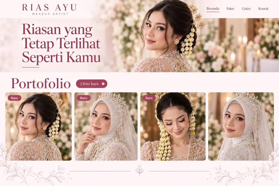 Website Rias Ayu: portofolio dengan 3 foto baru