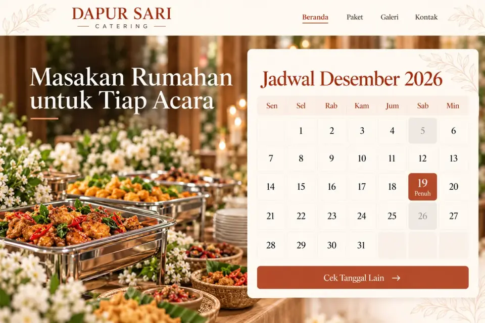 Website Dapur Sari: jadwal Desember 2026, tanggal 19 penuh