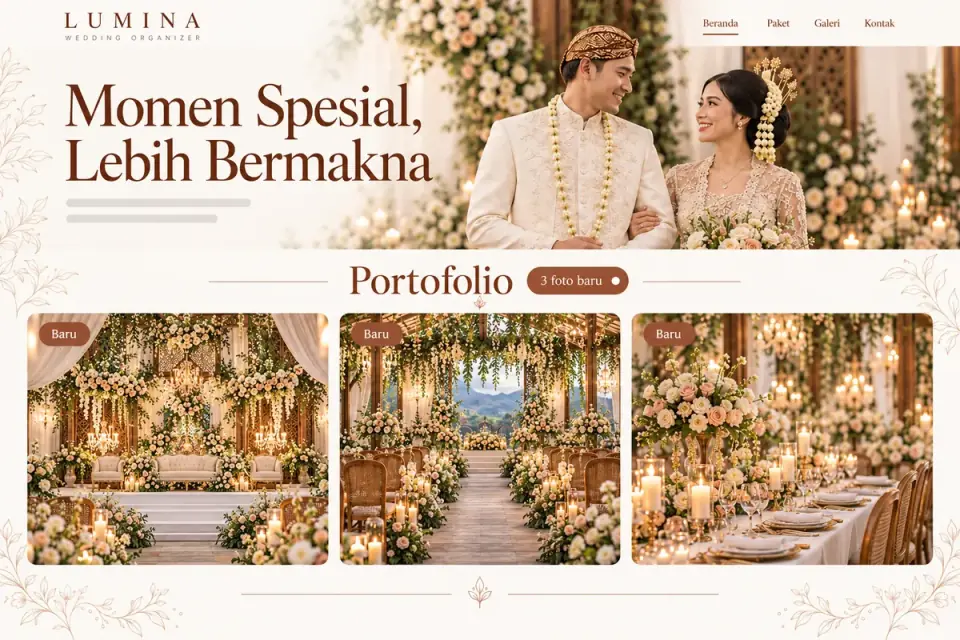 Website Lumina: portofolio dengan 3 foto baru